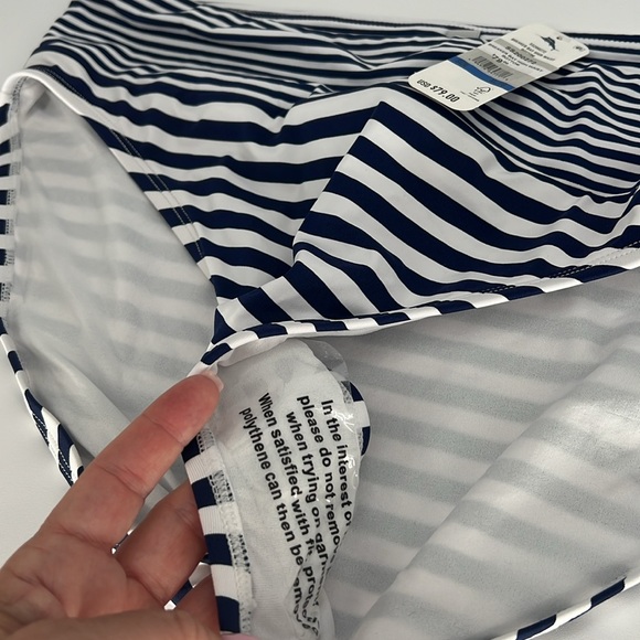 TOMMY BAHAMA Bathing Suit Bikini Bottom Blue White Stripe Full Coverage NWT’s XL - Picture 3 of 6